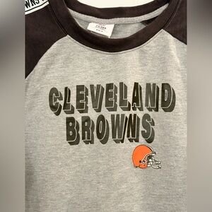 NFL Cleveland Browns Kids Long Sleeve Tee - Gray & Brown with Orange Helmet